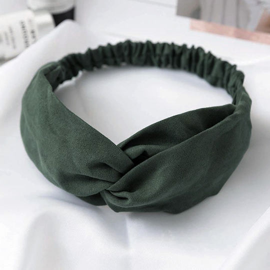 Avizar Crossed Headband Hair In Solid Velvet Refined Green Dark Green