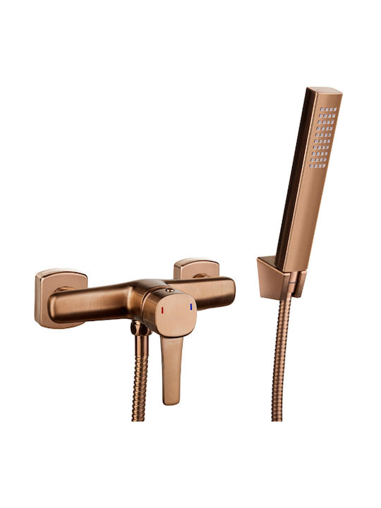 Invena Built-in Mixer Phone & Shower Head Set for Shower Copper