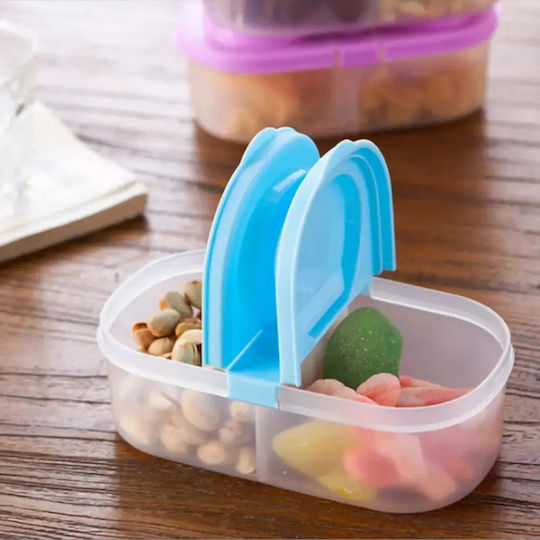 Pandaboo Plastic Lunch Box Light Blue with Compartments
