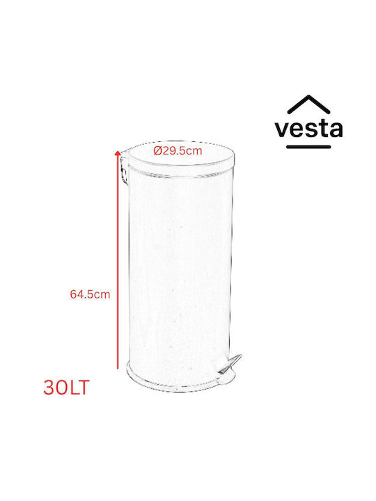 Vesta Vesta Mülleimer aus Inox mit Pedal Silber 30lt
