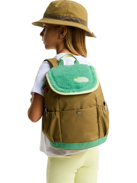 The North Face Explorer School Backpack for Kindergarten Green with Water Bottle Holder 10l