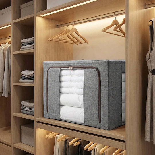 Wallex Fabric Clothing Storage Case for Clothes / Blanket/Duvet / Suit / Coat / Shoes / Ties / Dresses / Underwear / Socks / Knitwear / Shirt / Belts / Bags in Gray Colour 50x38x32cm