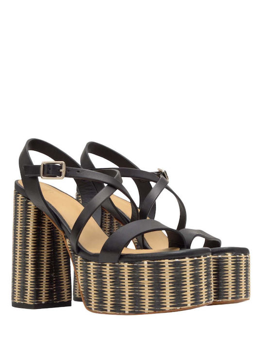Damen Sandalen Schwarz Leder