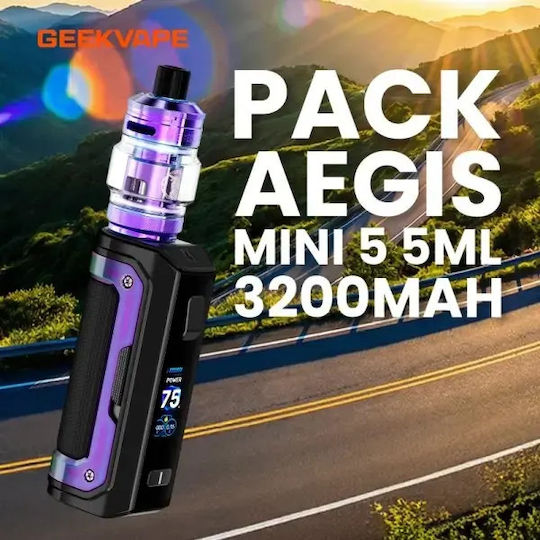 Geek Vape Aegis Mini 5 Box Mod Kit 5ml с Вградена Батерия 3200mAh Polar Silver