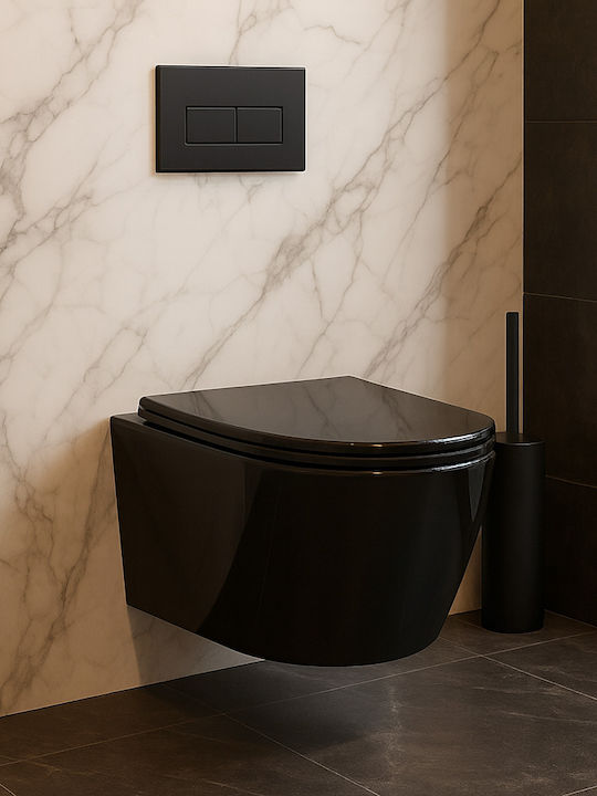 H2O Wall-Mounted Toilet Rimless with Soft Close Cover Black 5208001000011