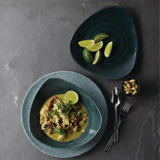 Churchill 1795 Stonecast Patina Serving Plate Shallow Triangle Porcelain Green 22.9cm 6 Pieces