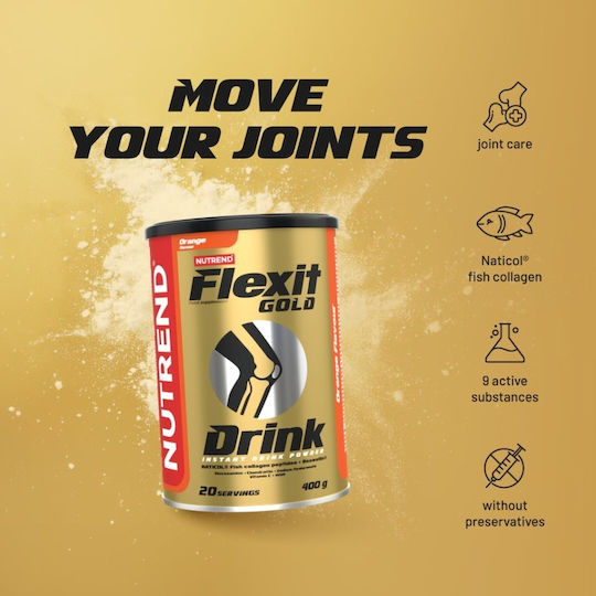 Nutrend Flexit Gold Drink Συμπλήρωμα για την Υγεία Αρθρώσεων & Οστών 400gr 20 μερίδες Πορτοκάλι