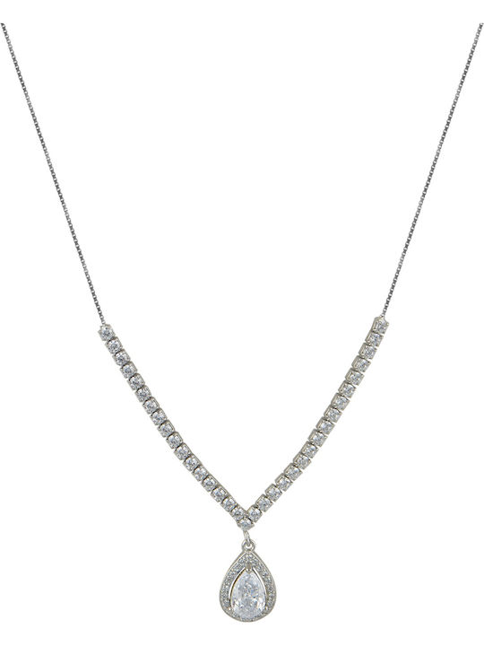 Set with Necklace & Earrings from Silver with Stones