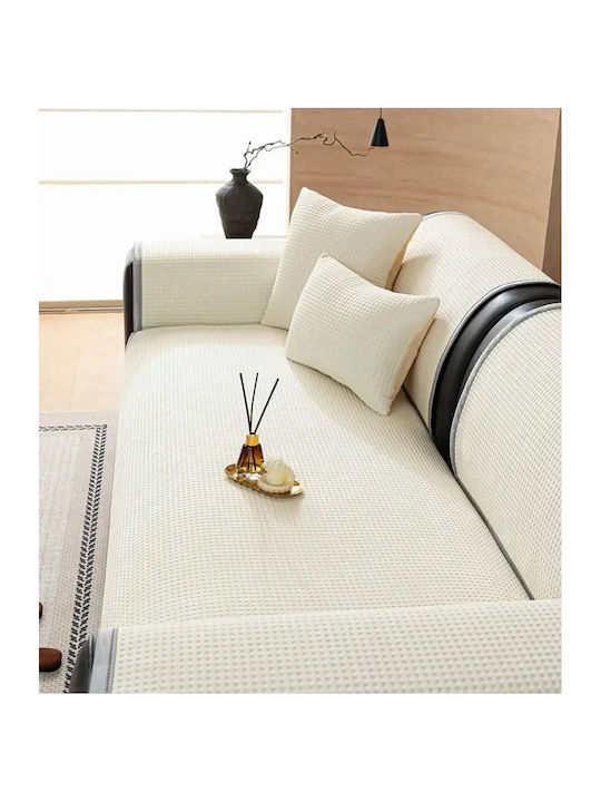 Melinen August Zweisitzer-Sofa Überwurf Jacquard 90x90cm Ecru