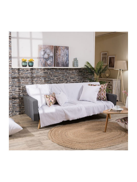Teoran Bari 00 Three-Seater Sofa Throw Chenille 180x300cm White