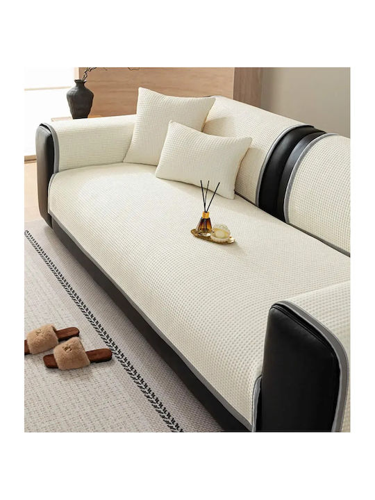 Melinen August Zweisitzer-Sofa Überwurf Jacquard 90x90cm Ecru