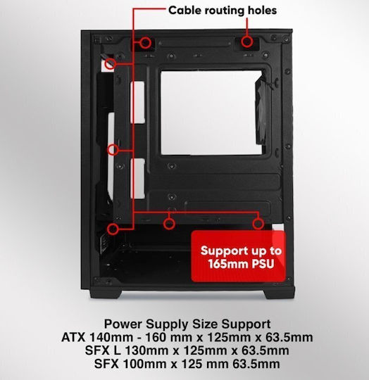 Armaggeddon Aquaron Duplex One Gaming Micro Tower Κουτί Υπολογιστή με Πλαϊνό Παράθυρο Μαύρο