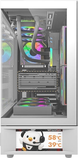 Darkflash DS950V Gaming Midi Tower Κουτί Υπολογιστή με Πλαϊνό Παράθυρο Λευκό