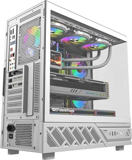 Darkflash DS950V Gaming Midi Tower Κουτί Υπολογιστή με Πλαϊνό Παράθυρο Λευκό