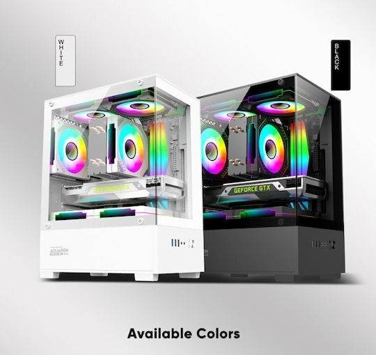 Armaggeddon Aquaron Duplex One Gaming Micro Tower Κουτί Υπολογιστή με Πλαϊνό Παράθυρο Μαύρο