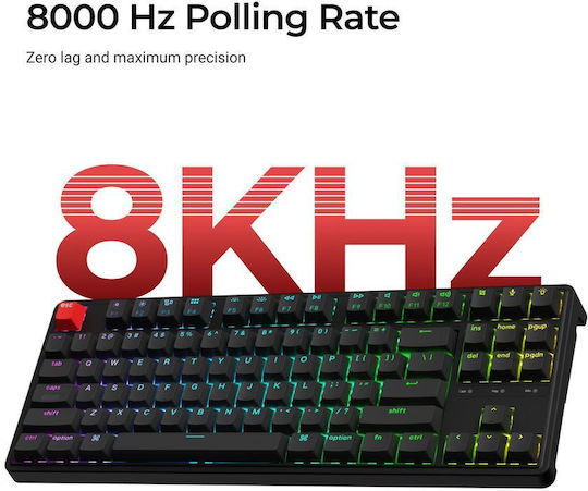 Keychron C3 Pro 8K QMK C3PX-H1 Gaming Tastatură Mecanică Tenkeyless cu Keychron Super Red comutatoare și iluminare RGB (Engleză US)