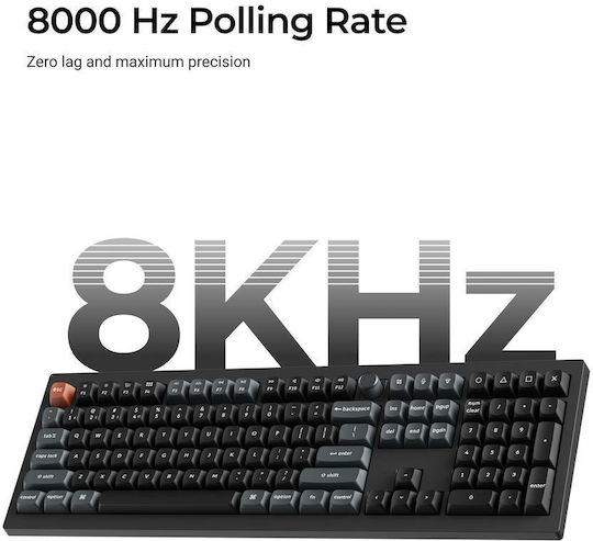Keychron V6 Ultra 8K V6U-D3 Wireless Gaming Mechanical Keyboard with Keychron Silk POM Brown Switches and RGB Lighting English US