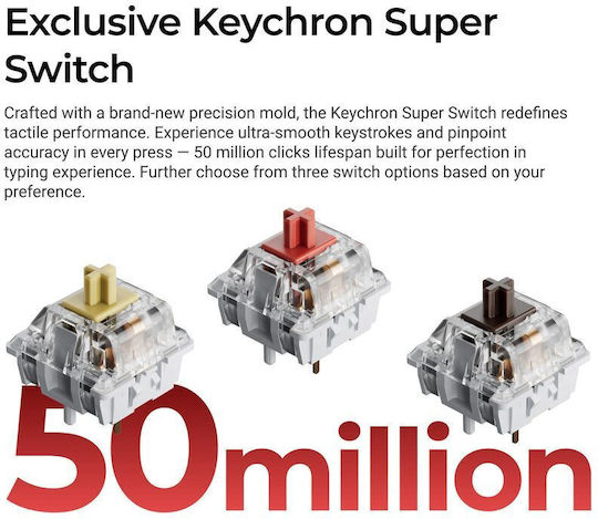 Keychron C3 Pro 8K QMK C3PX-H1 Gaming Tastatură Mecanică Tenkeyless cu Keychron Super Red comutatoare și iluminare RGB (Engleză US)