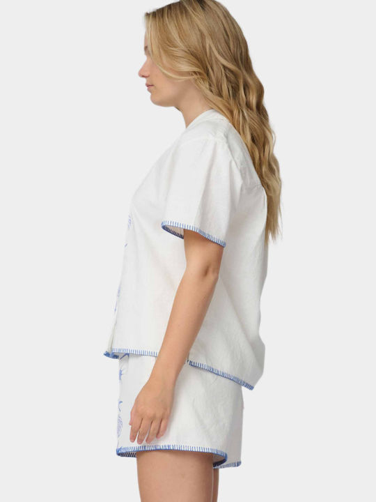 Short Sleeve Women's Shirt Off White