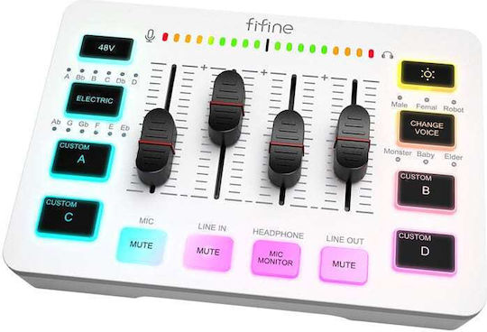 Fifine Stream Audio Controller Mixer Audio SC3W for PC