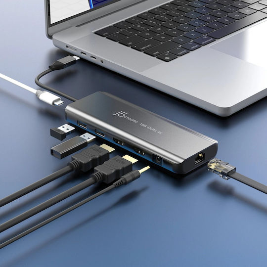 J5create JCD398 USB-C Docking Station με HDMI 4K PD Ethernet