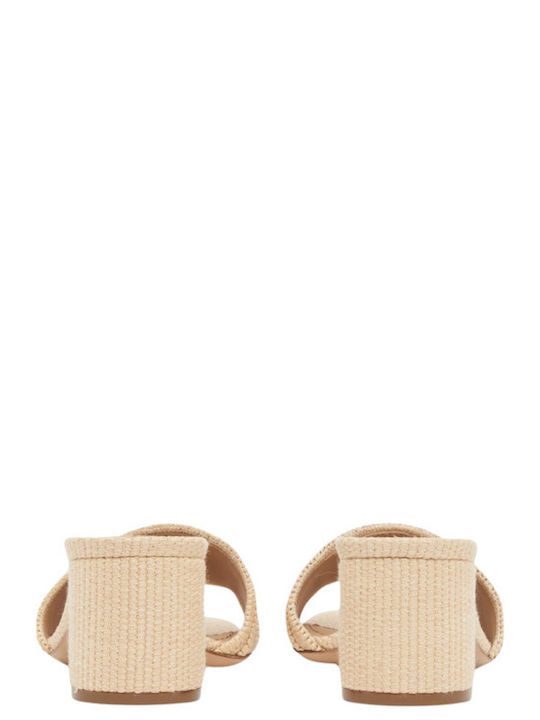 Mules with Heel in Beige Colour