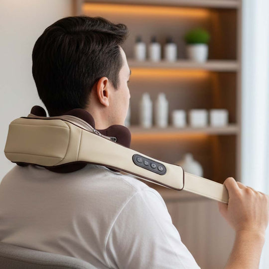Avizar Automatic Wireless Shoulder Massager 2000 Mah Rechargeable Vibration Brown Beige