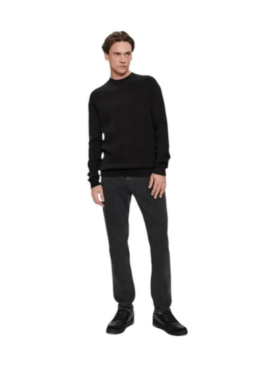 Ανδρικό Παντελόνι Τζιν Cropped με Regular Straight Εφαρμογή Denim Black