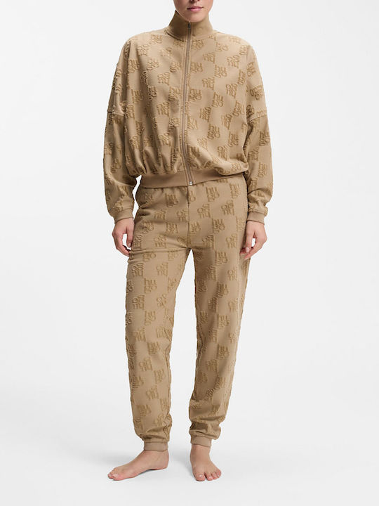 Women's Sweatshirt Cardigan Sandybrown