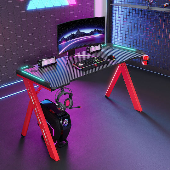 Gaming Spielbüro Holz Schwarz mit LED 120x60x74cm