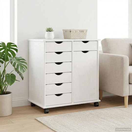 Office Drawer Made of Solid Wood Natural 63.5x39x65.5cm