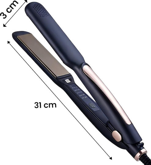 Avizar Straightening Curling Iron In Ceramic Tourmaline 40w Adjustable Temperature Navy Blue