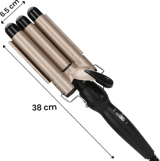 Avizar Triple Barrel Ceramic Curling Iron 70w Fast Ptc Heating Black