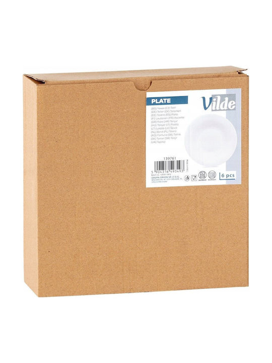 Vilde Farfurie Adâncă Din Sticlă Albă 21.5cm 6 Bucăți