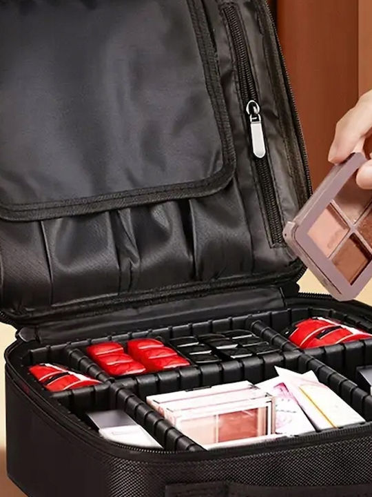 Geantă Organizator Cosmetică De Călătorie Zola Compartimente Reglabile Fermuar Mâner 23 X 26 X 10 Cm Neagră