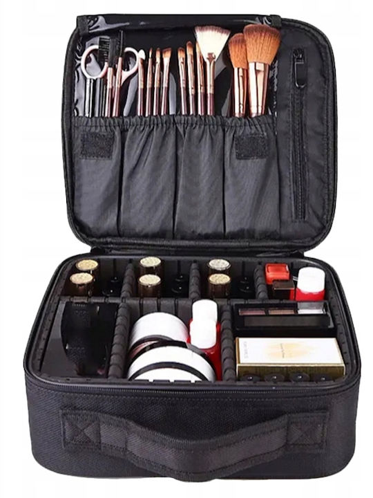 Geantă Organizator Cosmetică De Călătorie Zola Compartimente Reglabile Fermuar Mâner 23 X 26 X 10 Cm Neagră