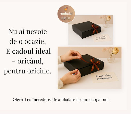 Set De Lenjerie Sexy 2 Bucăți Din Piele Eco Plasă Sutien Push-Up Colier Inel Metalic + Ambalaj Cadou Negru