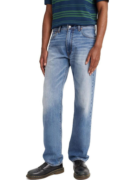 Ανδρικό Παντελόνι Τζιν με Relaxed Straight Εφαρμογή Denim Blue Ανοιχτό