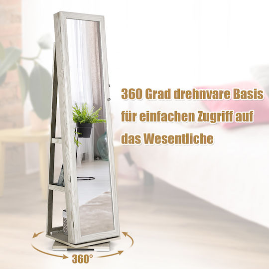 Costway Boden- oder Standspiegel mit Weißem Holzrahmen