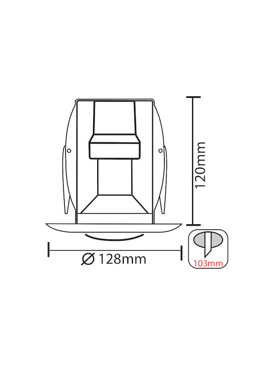 Round Recessed Spot with Socket E27 White 80x80cm.