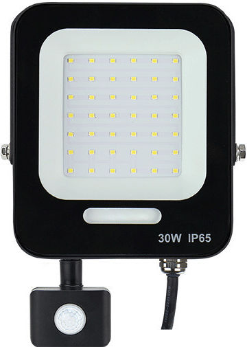 Lucas LED Proiector LED Etanș 30W Alb Rece 6400K cu Senzor de Mișcare IP66