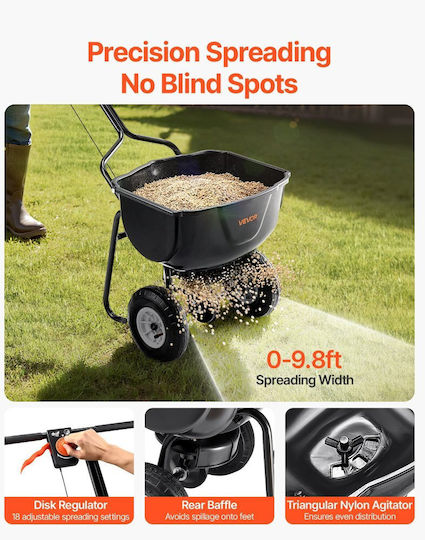 Vevor TCSBJ60LBSPZF8R6S001V0 Wheeled Seed/Fertilizer Distributor with Capacity 27.22kg