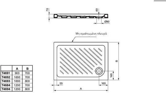 Ideal Standard Rechteckig Keramik Dusche x80cm Weiß