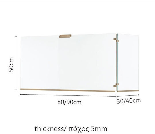 Zogometal Glass Fireplace Screen 80x30x50cm Silver
