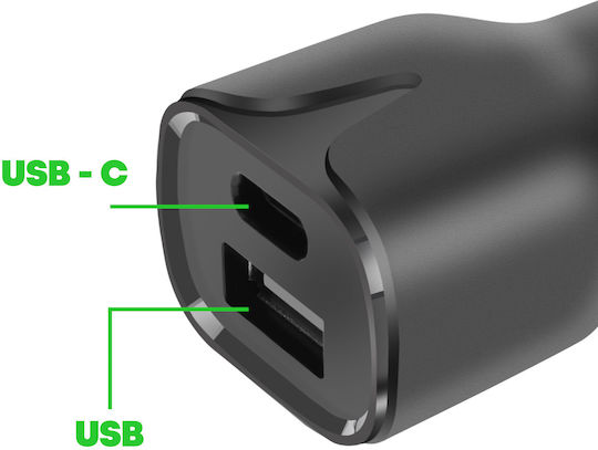 Avizar Set Auto Zubehör Usb-c Ladegerät + 3-in-1 Kabelhalterung Schwarz