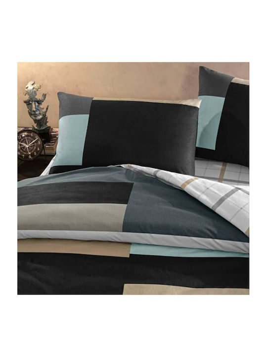 Tac Set Huse Pentru Pilote 100% Bumbac 200x220cm Dublă Cu 2 Fețe De Pernă & 1 Cearceaf Antracit