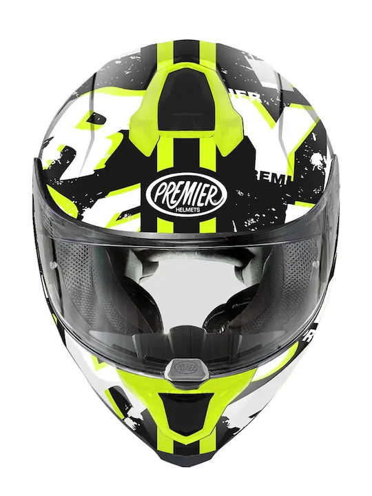 Premier SR Y 8 BM Hyper White Matte Motorcycle Helmet Full Face ECE 22.06 with Pinlock