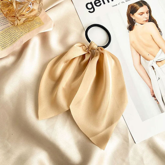 Elastisches Haargummi Aus Samt Uni Beige