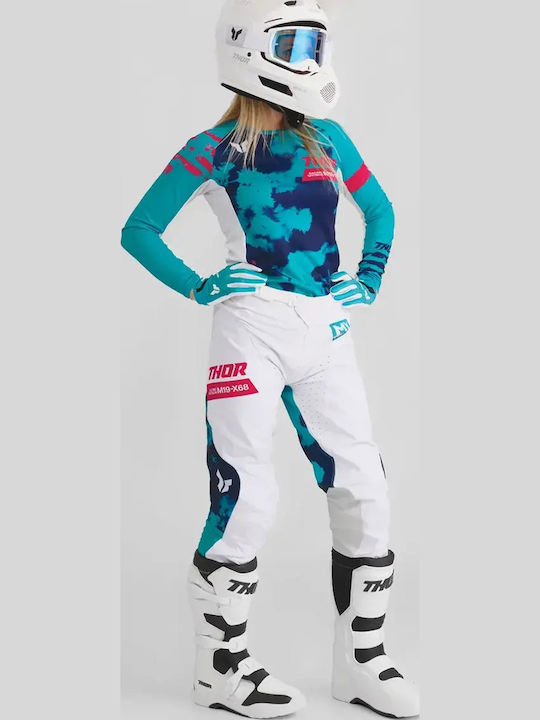 Thor Launchmode Summer Women's Motocross Gloves Blue