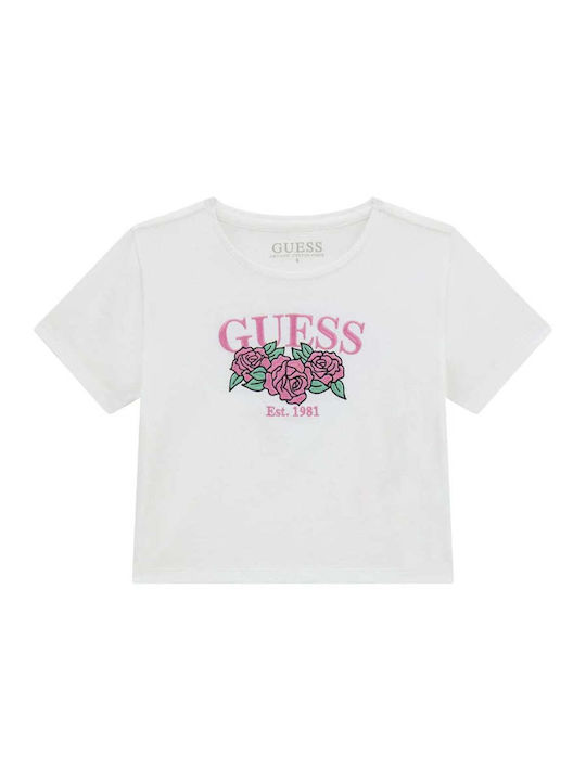 Kids Crop Top Short-Sleeved White J6ri06